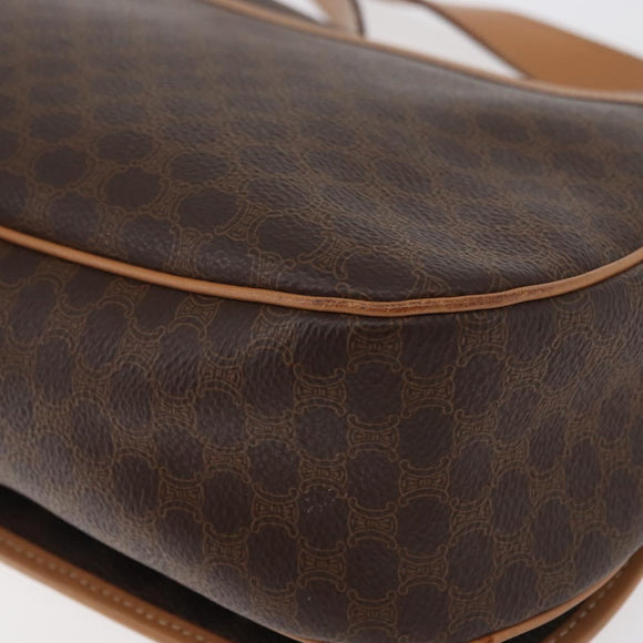 CELINE Macadam Canvas Shoulder Bag PVC Leather Brown Gold Auth ka3859