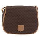 CELINE Macadam Canvas Shoulder Bag PVC Leather Brown Gold Auth ka3859-2