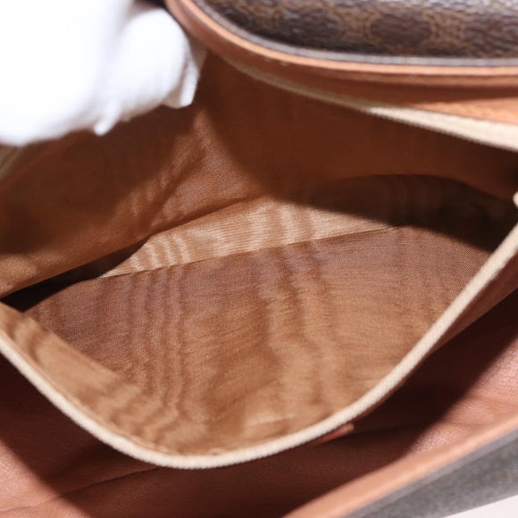 CELINE Macadam Canvas Shoulder Bag PVC Leather Brown Gold Auth ka3859