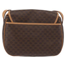 CELINE Macadam Canvas Shoulder Bag PVC Leather Brown Gold Auth ka3859-3