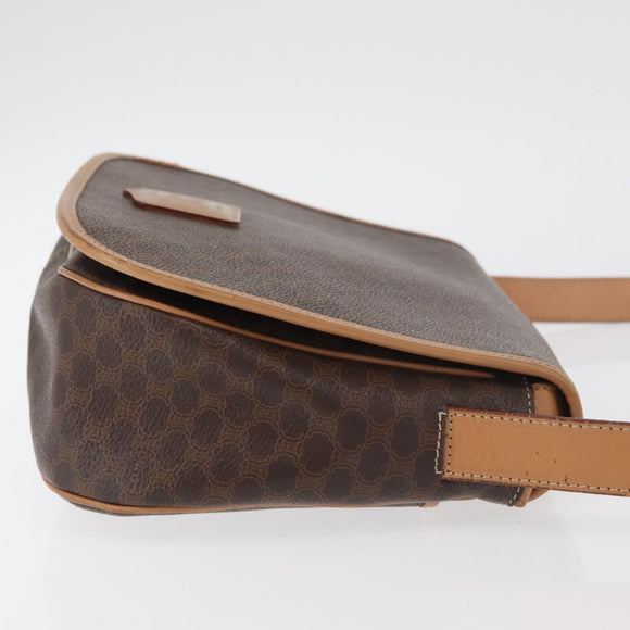 CELINE Macadam Canvas Shoulder Bag PVC Leather Brown Gold Auth ka3859