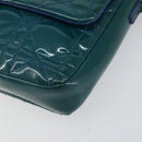 Christian Dior Canage Chain Shoulder Bag Patent leather Blue Silver Auth ka386-9