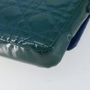 Christian Dior Canage Chain Shoulder Bag Patent leather Blue Silver Auth ka386-15