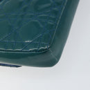 Christian Dior Canage Chain Shoulder Bag Patent leather Blue Silver Auth ka386-16