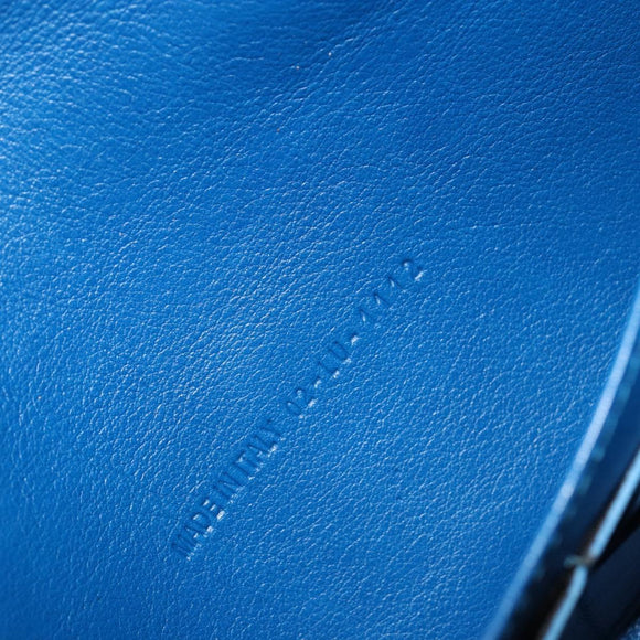 Christian Dior Canage Chain Shoulder Bag Patent leather Blue Silver Auth ka386