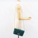 Christian Dior Canage Chain Shoulder Bag Patent leather Blue Silver Auth ka386-22