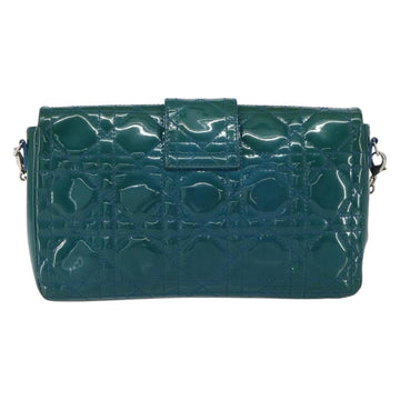 Christian Dior Canage Chain Shoulder Bag Patent leather Blue Silver Auth ka386 - 0