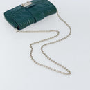 Christian Dior Canage Chain Shoulder Bag Patent leather Blue Silver Auth ka386-7