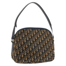 Christian Dior Trotter Canvas Shoulder Bag Navy Gold Auth ka3862-1