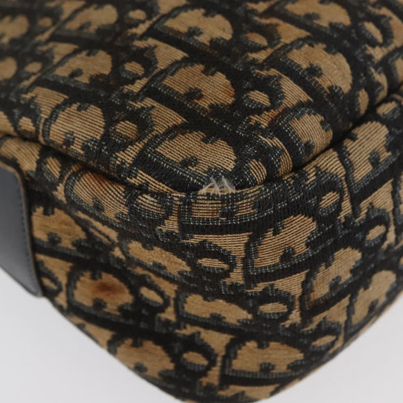 Christian Dior Trotter Canvas Shoulder Bag Navy Gold Auth ka3862