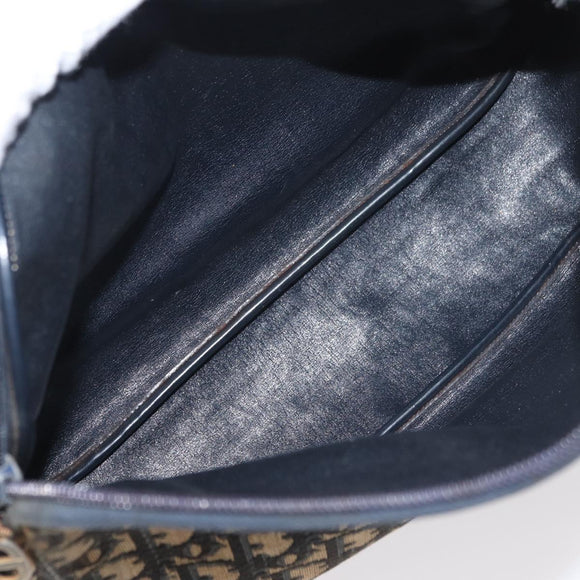 Christian Dior Trotter Canvas Shoulder Bag Navy Gold Auth ka3862