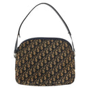Christian Dior Trotter Canvas Shoulder Bag Navy Gold Auth ka3862-2