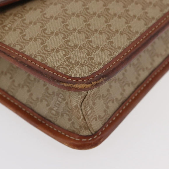 CELINE Macadam Canvas Shoulder Bag PVC Beige Gold Auth ka3864