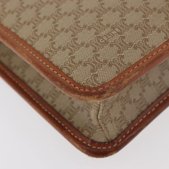 CELINE Macadam Canvas Shoulder Bag PVC Beige Gold Auth ka3864