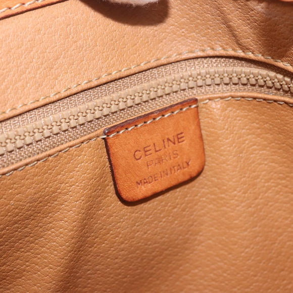 CELINE Macadam Canvas Shoulder Bag PVC Beige Gold Auth ka3864