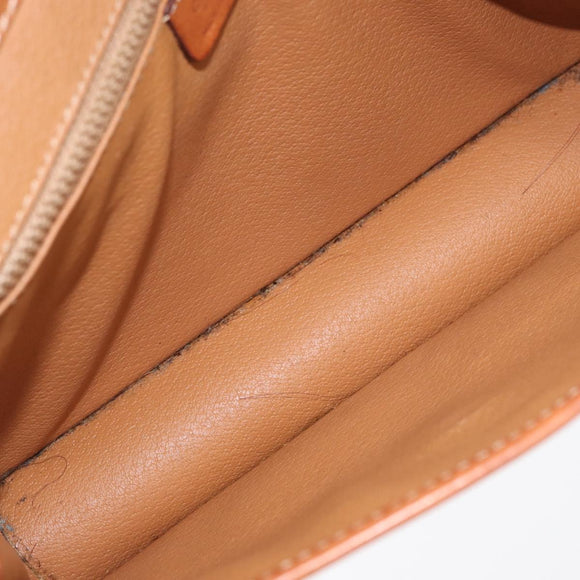 CELINE Macadam Canvas Shoulder Bag PVC Beige Gold Auth ka3864