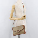 CELINE Macadam Canvas Shoulder Bag PVC Beige Gold Auth ka3864-22