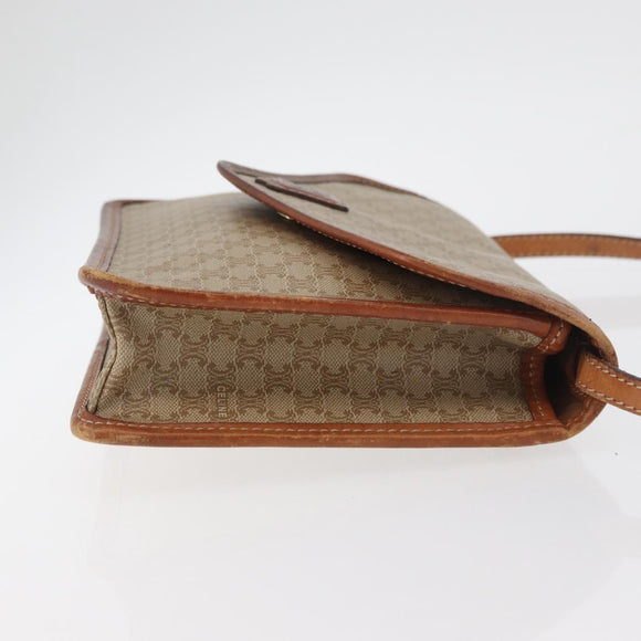 CELINE Macadam Canvas Shoulder Bag PVC Beige Gold Auth ka3864