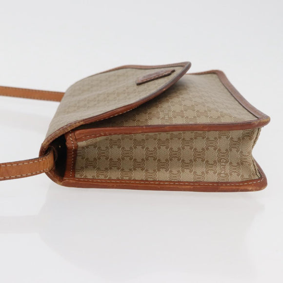 CELINE Macadam Canvas Shoulder Bag PVC Beige Gold Auth ka3864