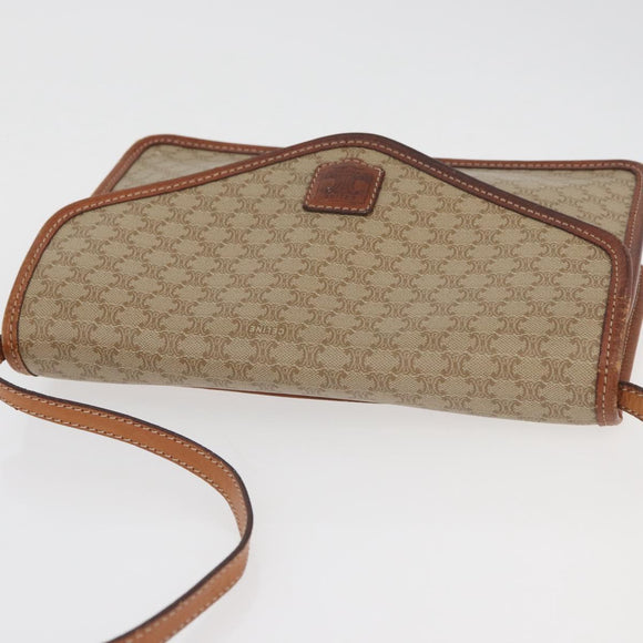 CELINE Macadam Canvas Shoulder Bag PVC Beige Gold Auth ka3864