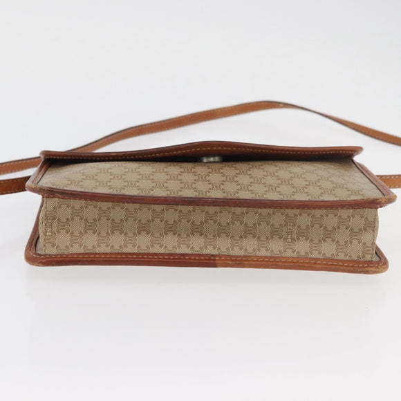 CELINE Macadam Canvas Shoulder Bag PVC Beige Gold Auth ka3864