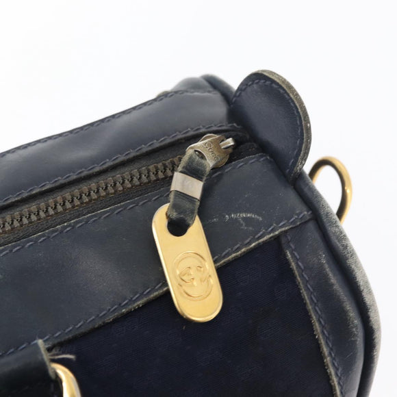 GUCCI Micro GG Canvas Sherry Line Hand Bag Navy Gold Red Auth ka3865