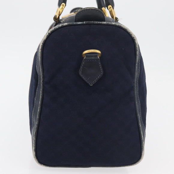 GUCCI Micro GG Canvas Sherry Line Hand Bag Navy Gold Red Auth ka3865