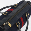 GUCCI Micro GG Canvas Sherry Line Hand Bag Navy Gold Red Auth ka3865-6