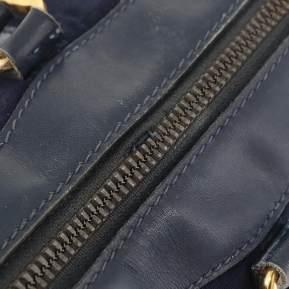 GUCCI Micro GG Canvas Sherry Line Hand Bag Navy Gold Red Auth ka3865