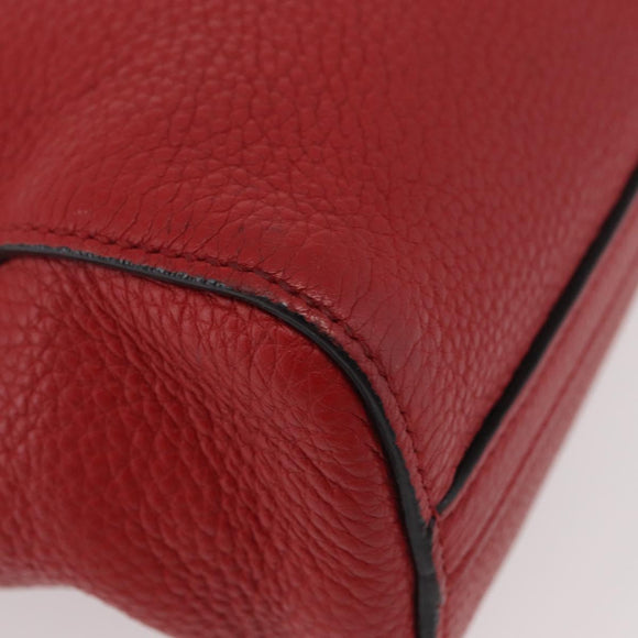 PRADA Vittero Tote Bag Leather Red Gold Auth ka3868