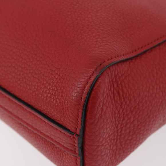 PRADA Vittero Tote Bag Leather Red Gold Auth ka3868