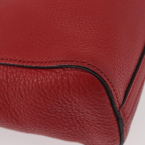 PRADA Vittero Tote Bag Leather Red Gold Auth ka3868
