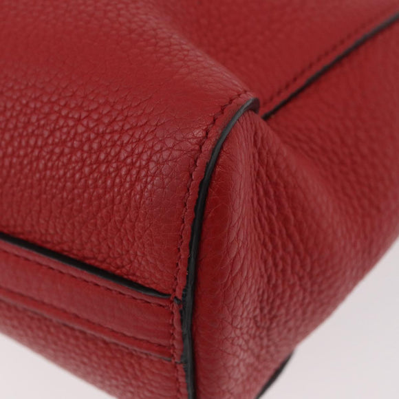 PRADA Vittero Tote Bag Leather Red Gold Auth ka3868