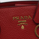 PRADA Vittero Tote Bag Leather Red Gold Auth ka3868-15