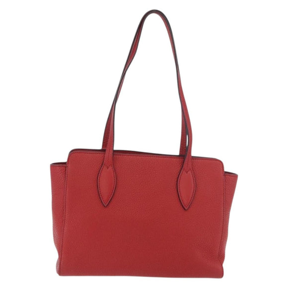 PRADA Vittero Tote Bag Leather Red Gold Auth ka3868