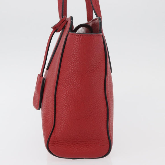 PRADA Vittero Tote Bag Leather Red Gold Auth ka3868