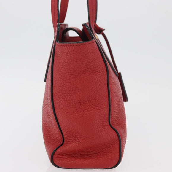 PRADA Vittero Tote Bag Leather Red Gold Auth ka3868