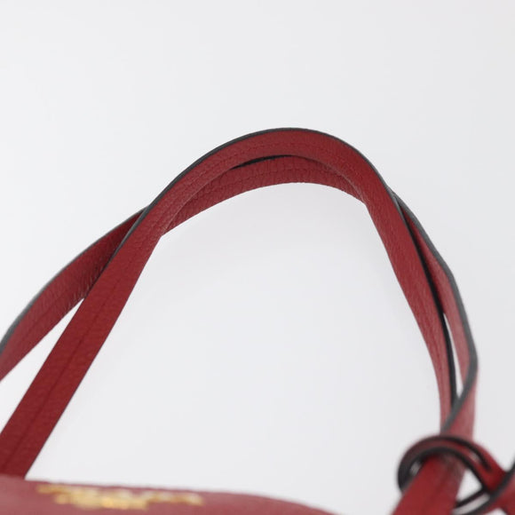 PRADA Vittero Tote Bag Leather Red Gold Auth ka3868