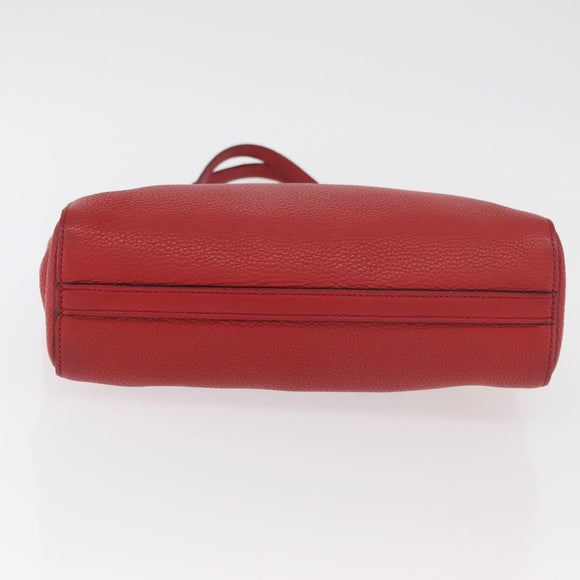 PRADA Vittero Tote Bag Leather Red Gold Auth ka3868