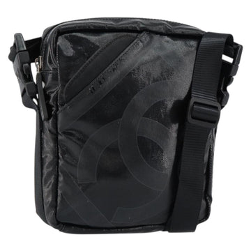 CHANEL Sports Line Shoulder Bag Patent leather Silver Black CC Auth ka387