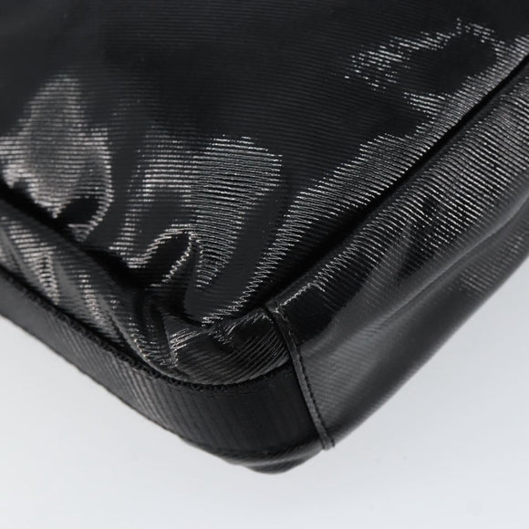 CHANEL Sports Line Shoulder Bag Patent leather Silver Black CC Auth ka387