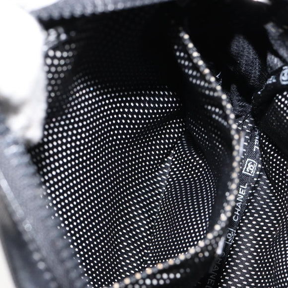 CHANEL Sports Line Shoulder Bag Patent leather Silver Black CC Auth ka387