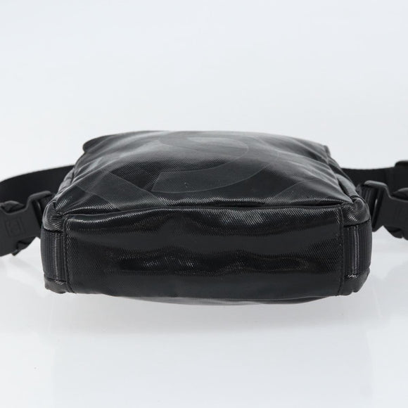 CHANEL Sports Line Shoulder Bag Patent leather Silver Black CC Auth ka387