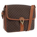 CELINE Macadam Canvas Shoulder Bag PVC Leather Brown Gold Auth ka3871-1