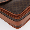 CELINE Macadam Canvas Shoulder Bag PVC Leather Brown Gold Auth ka3871-10