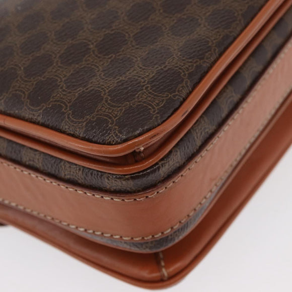CELINE Macadam Canvas Shoulder Bag PVC Leather Brown Gold Auth ka3871