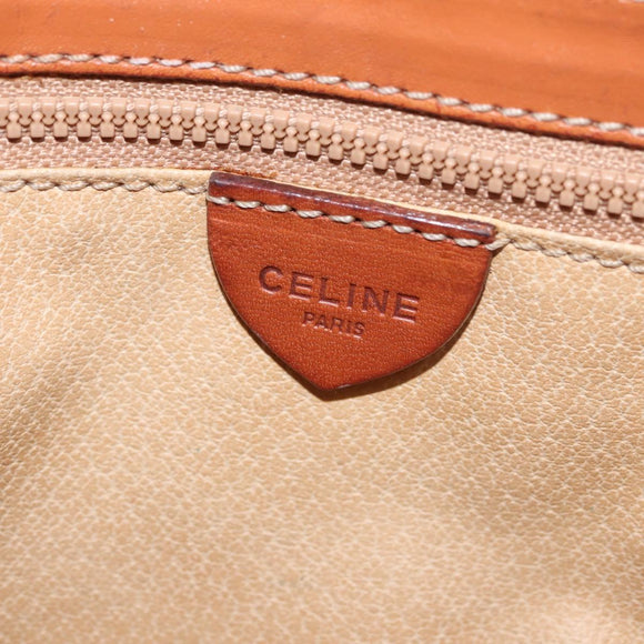 CELINE Macadam Canvas Shoulder Bag PVC Leather Brown Gold Auth ka3871