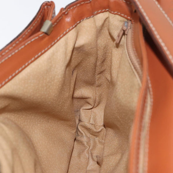 CELINE Macadam Canvas Shoulder Bag PVC Leather Brown Gold Auth ka3871