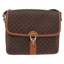 CELINE Macadam Canvas Shoulder Bag PVC Leather Brown Gold Auth ka3871-2