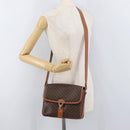CELINE Macadam Canvas Shoulder Bag PVC Leather Brown Gold Auth ka3871-25